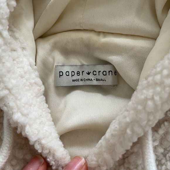 VICI Hooded Sherpa Chevron print Pullover. Size S. Cream / Tan / Gray - Picture 13 of 14